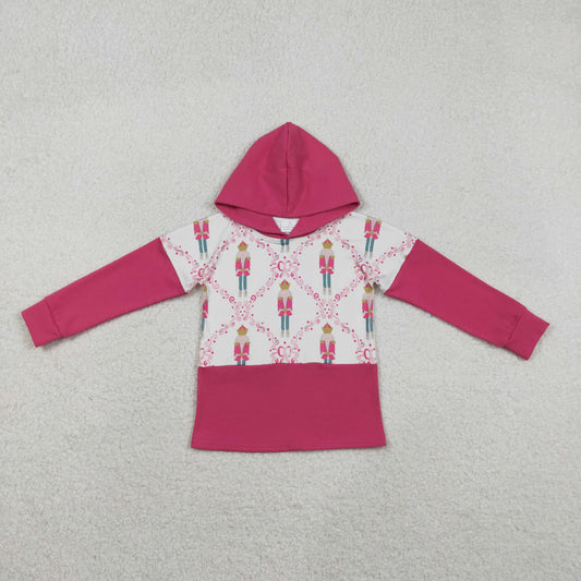 GT1043 Girls Nutcracker Plaid Rose Red Hooded Long Sleeve Top 202511 RTS