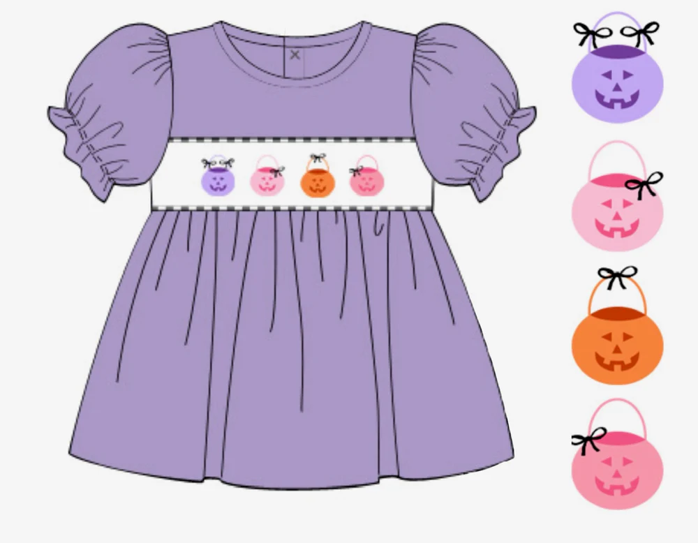 preorder GT1044 Purple Halloween Pumpkin Lanterns Short Sleeve Top Shirts Girls Boutique clothes 202505