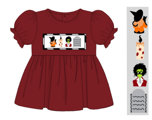 preorder GT1045  Halloween Zombie Red Lanterns Short Sleeve Top Shirts Girls Boutique clothes  202505