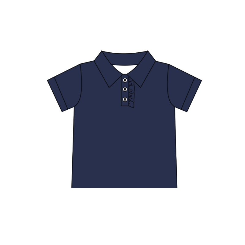 preorder GT1086 Navy Blue Polo Short Sleeve Top Shirts Girls Boutique clothes 202506