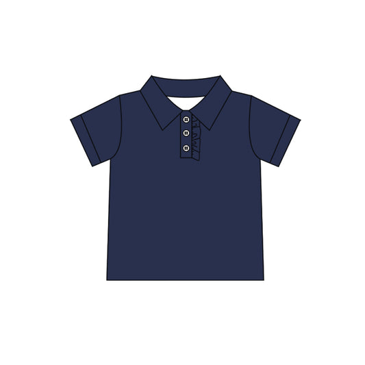 preorder GT1086 Navy Blue Polo Short Sleeve Top Shirts Girls Boutique clothes  202506