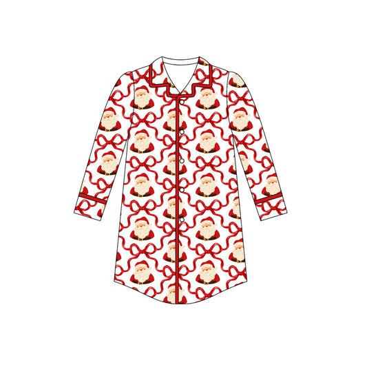 preorder GT1092 Adult Women Christmas Santa Claus Red Button Polo Long Sleeve Top 202506