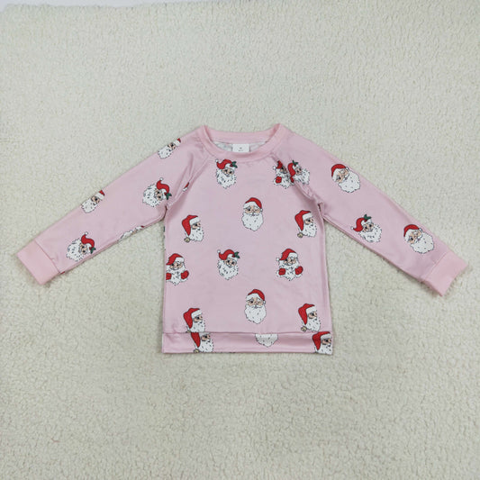 GT1111 Christmas Santa Claus Girls Pink Long Sleeve Top Sibling 202508 RTS