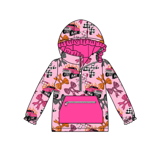 preorder GT1118 Cars Bows Zippy Hooded Rose Red Long Sleeve Girls Top 202507
