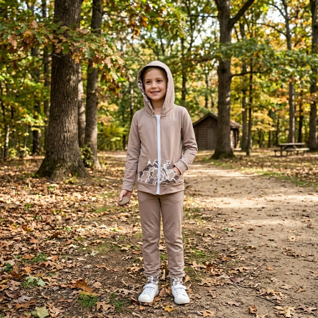 GT1144 Hunting Camo Elk Hoodie Kids Coat