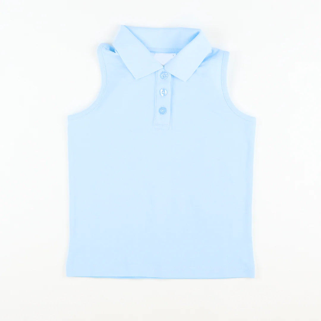 preorder GT1158 Girls Boutique Pure Light Blue Polo Sleeveless Yoga Top 202508