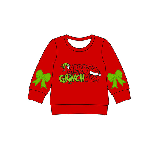 Preorder GT1161 Merry Christmas Red Long Sleeve Girls Tops 202508