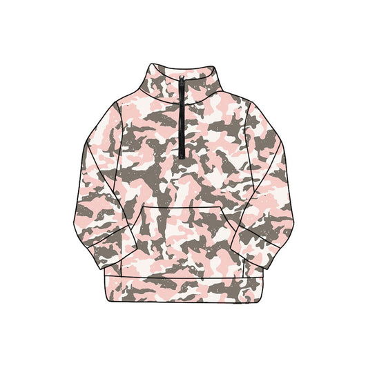 GT1175 preorder Adult female Hunting Clothes Pink Camouflage Zipper Collar Long Sleeve Yoga Top 202508