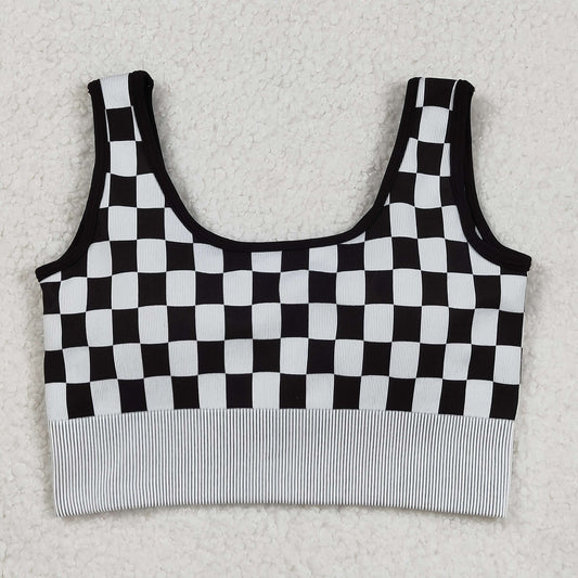 Free Shipping Over $100 GT1190 Adult Female Black White Plaid Vest High Quality