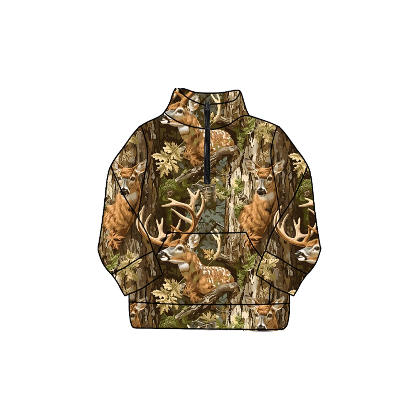 MOQ 8 Preorder GT1214 Deer Hunting Zip up Collar Long Sleeve Girls Yoga Tops 202509