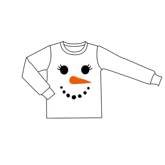 MOQ 8 preorder GT1223 Christmas Snow Man Long Sleeve Girls Top 202509
