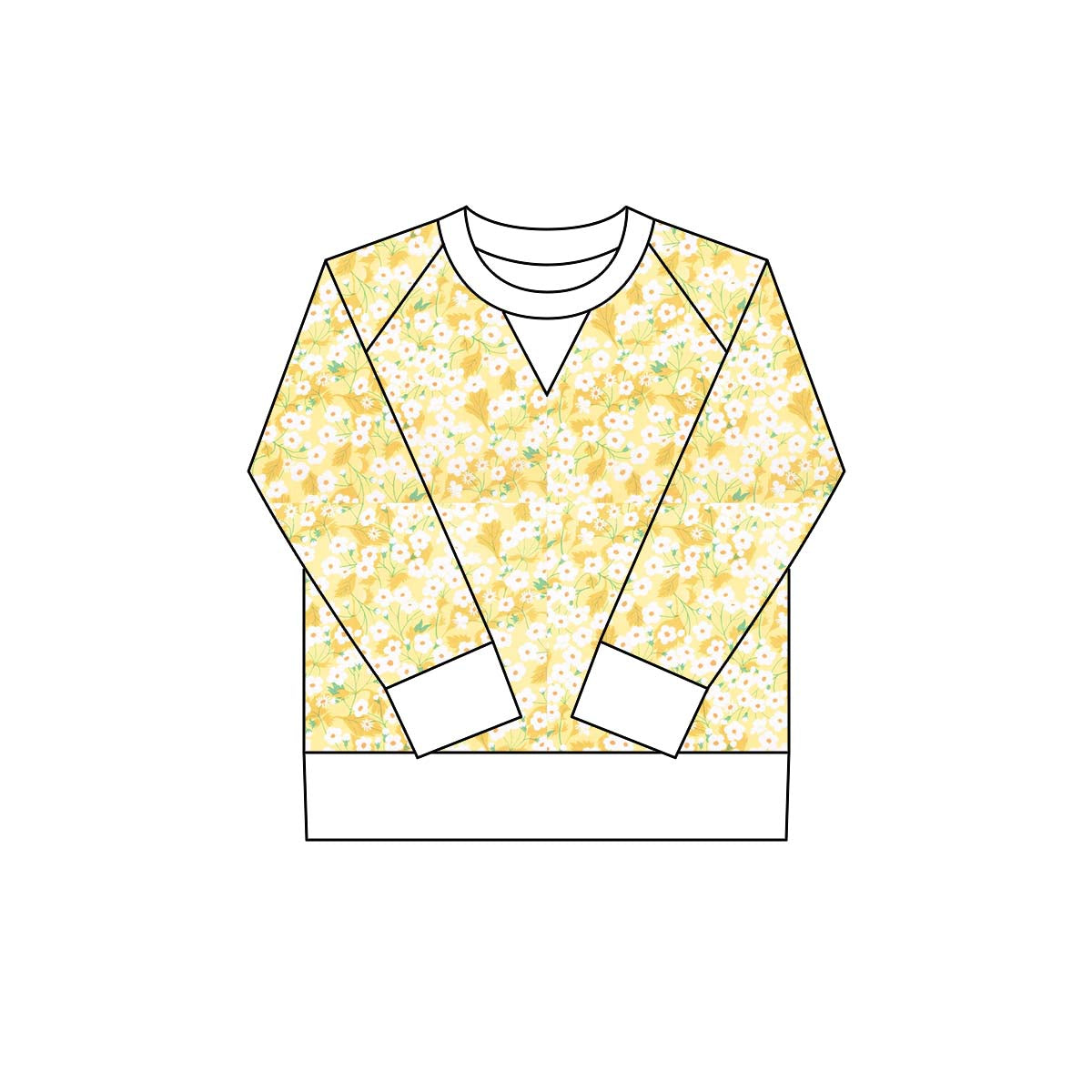 MOQ 8 Preorder GT1290 Floral Yellow Long Sleeve Girls Yoga Tops 202510
