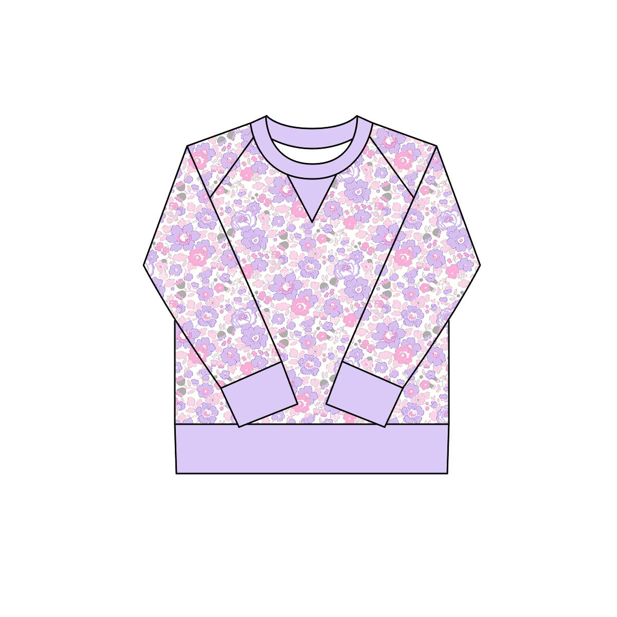 MOQ 8 Preorder GT1292 Floral Purple Long Sleeve Girls Yoga Tops 202510