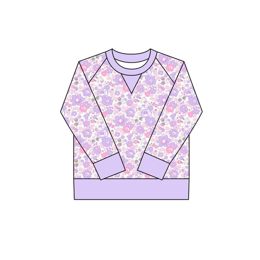 MOQ 8 Preorder GT1292 Floral Purple Long Sleeve Girls Yoga Tops 202510