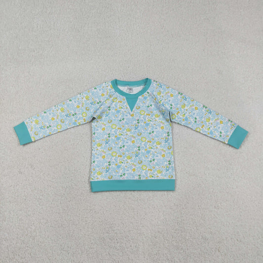 GT1294 Floral Blue Green Long Sleeve Girls Yoga Tops 202512 RTS