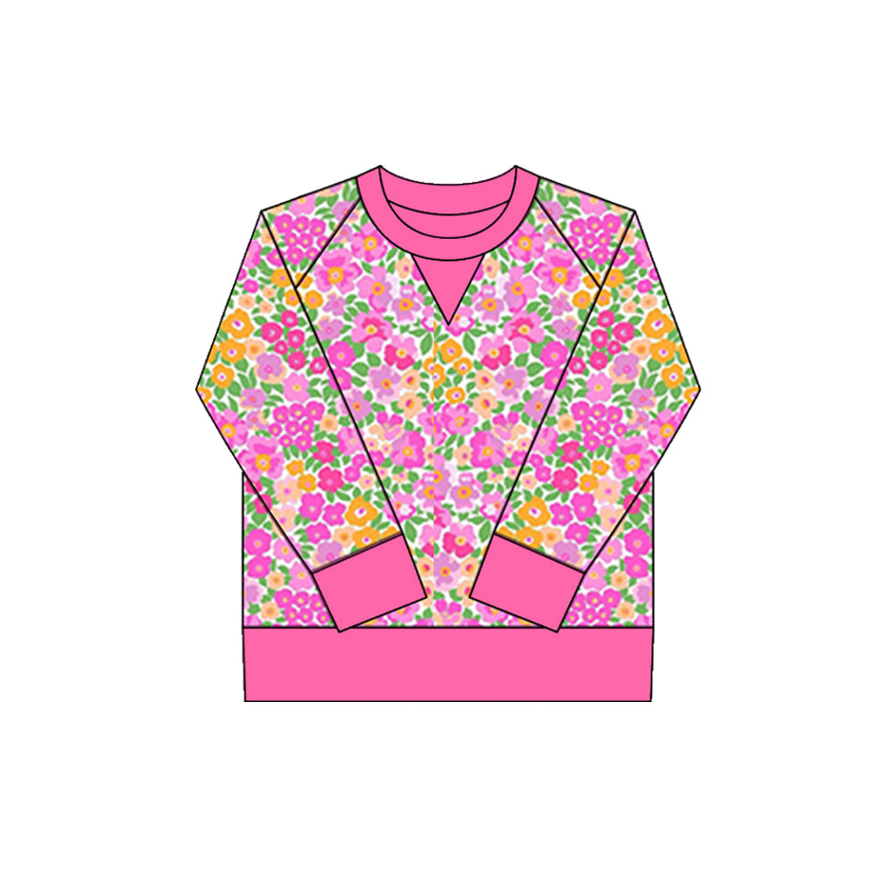 MOQ 8 Preorder GT1296 Floral Rose Red Long Sleeve Girls Yoga Tops 202510
