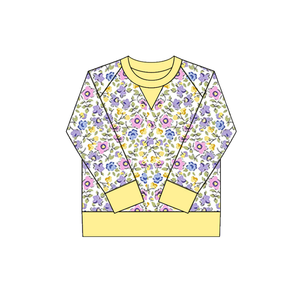 MOQ 8 Preorder GT1298 Flower Leaf Yellow White Long Sleeve Girls Yoga Tops 202510