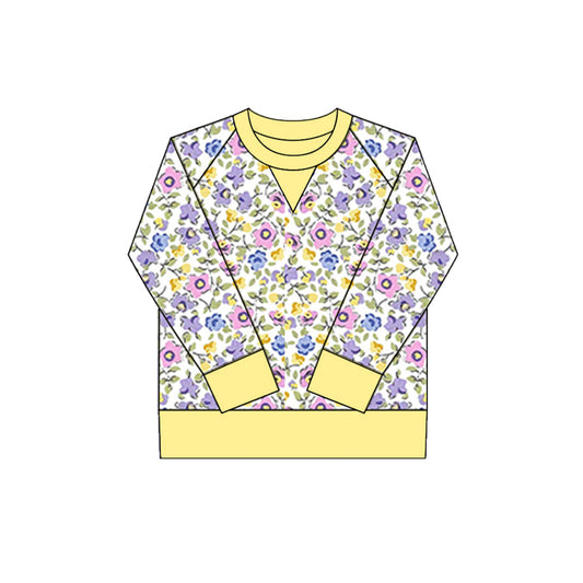 MOQ 8 Preorder GT1298 Flower Leaf Yellow White Long Sleeve Girls Yoga Tops 202510