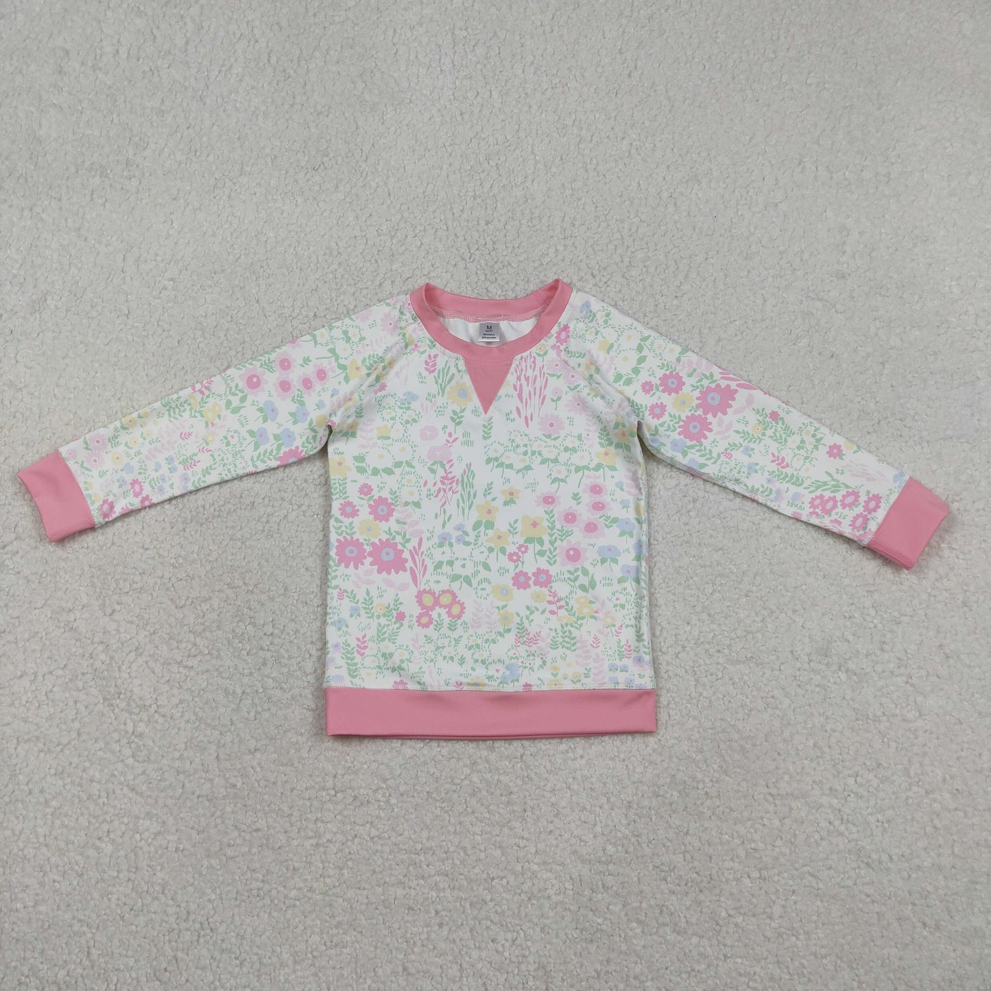 GT1299 Flower Leaf Pink White Long Sleeve Girls Yoga Tops 202512 RTS