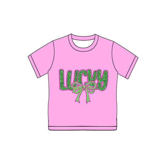 MOQ 8 Preorder GT1301 Adult Female Lucky Girl Green Short Sleeve Top 202510
