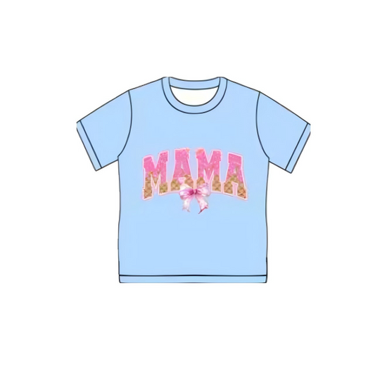 MOQ 8 Preorder GT1310 Adult Female MAMA Blue Short Sleeve Top 202510
