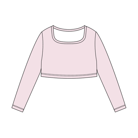 MOQ 5 Preorder GT1386 Solid Light Pink Long Sleeve Girls Yoga Tops 202510