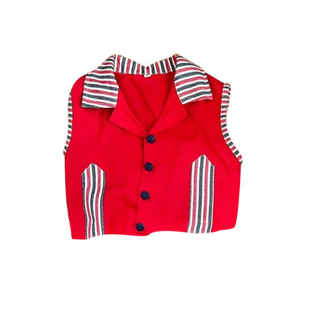 MOQ 5 Preorder GT1393 4th of July Stripe Red Button Vest Girls Tops 202510