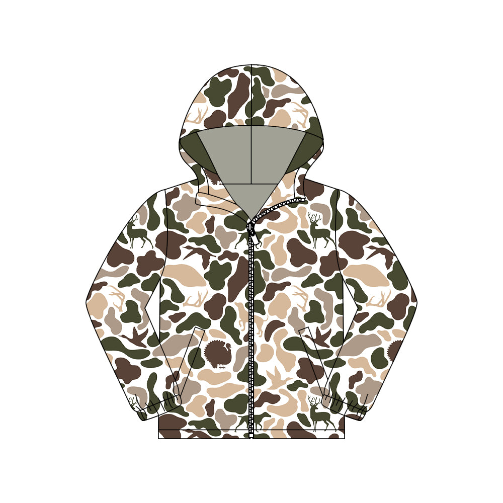 MOQ 5 PCS Preorder GT1429 Adult Female Deer Hunting Beige Brown Camouflage Hooded Zipper Long Sleeve Top 202511