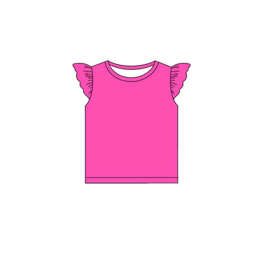 MOQ 5 PCS Preorder GT1434 Solid Rose Red Flying Sleeve Girls Tops 202511