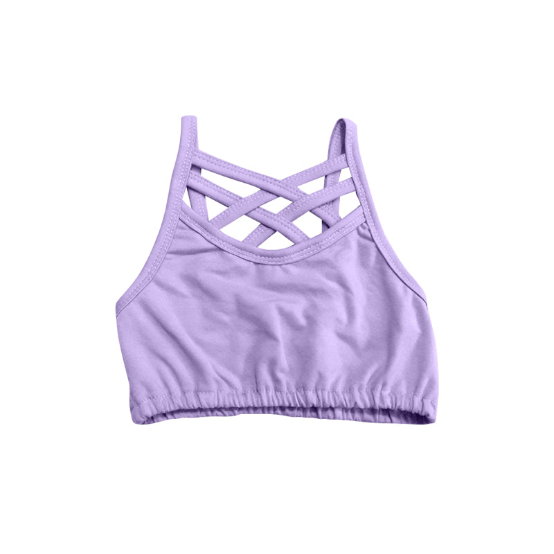 MOQ 5 PCS Preorder GT1439 Solid Light Purple Sports Vest Girls Yoga Top 202511