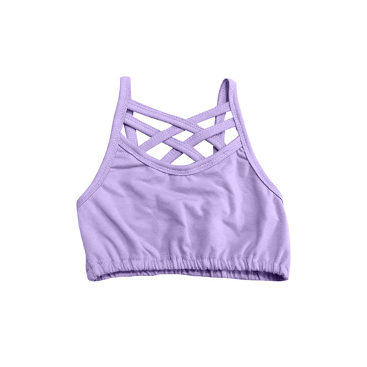 MOQ 5 PCS Preorder GT1439 Solid Light Purple Sports Vest Girls Yoga Top 202511