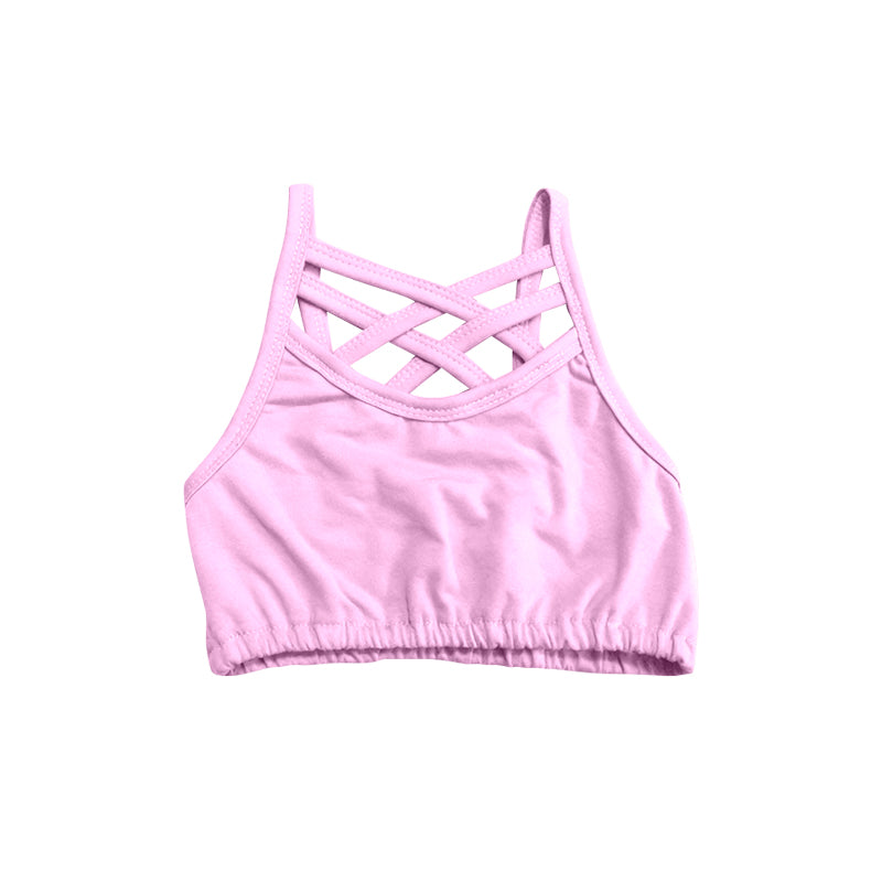 MOQ 5 PCS Preorder GT1440 Solid Pink Sports Vest Girls Yoga Top 202511