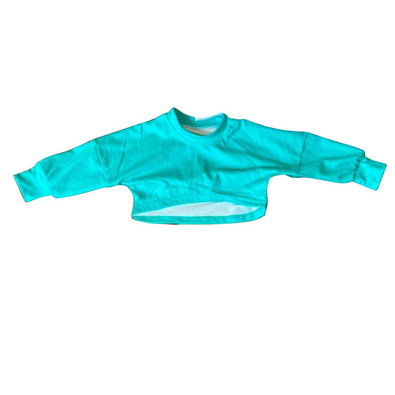 MOQ 5 PCS Preorder GT1456 Solid Blue Green Long Sleeve Girls Tops 202511 (shorter in the front, longer in the back)