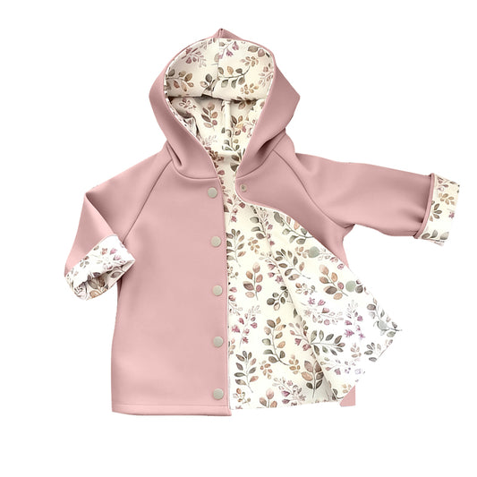 MOQ 5 PCS Preorder GT1457 Leaf Pattern Pink Buttons Hooded Long Sleeve Girls Tops 202511