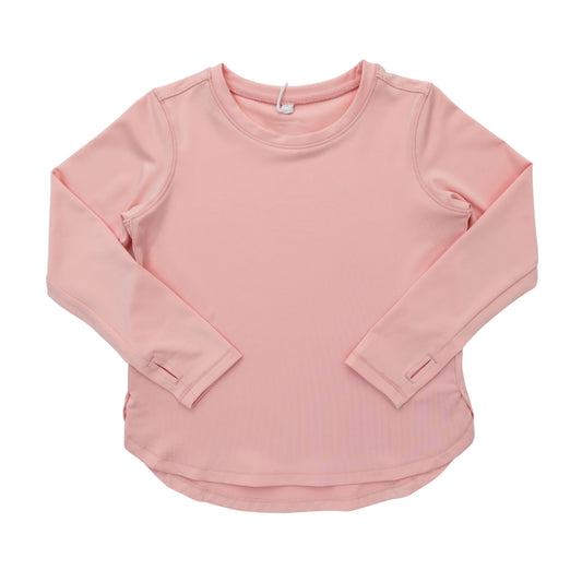 MOQ 5 PCS Preorder GT1460 Solid Pink Long Sleeve Girls Yoga Tops 202511