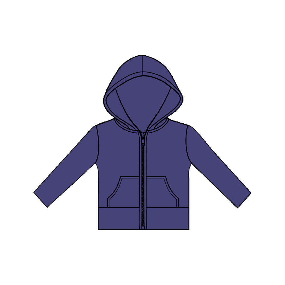 MOQ 5 PCS Preorder GT1469 Solid Purple Pocket Zipper Hooded Long Sleeve Girls Yoga Tops 202511