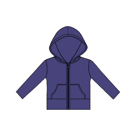 MOQ 5 PCS Preorder GT1469 Solid Purple Pocket Zipper Hooded Long Sleeve Girls Yoga Tops 202511