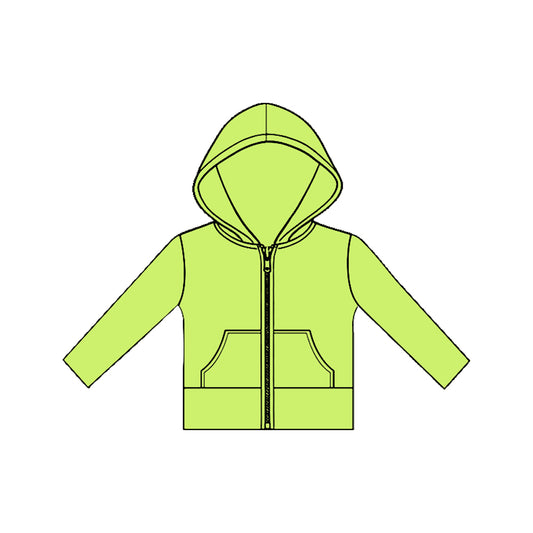 MOQ 5 PCS Preorder GT1470 Solid Green Pocket Zipper Hooded Long Sleeve Girls Yoga Tops 202511