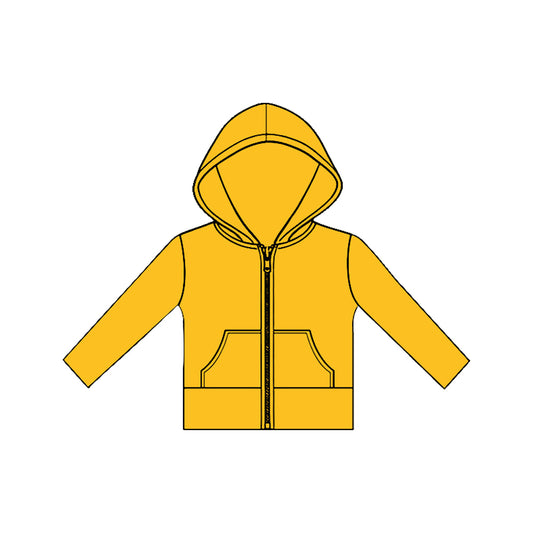 MOQ 5 PCS Preorder GT1473 Solid Orange Pocket Zipper Hooded Long Sleeve Girls Yoga Tops 202511