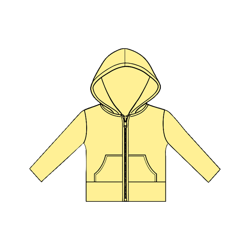 MOQ 5 PCS Preorder GT1476 Solid Yellow Pocket Zipper Hooded Long Sleeve Girls Yoga Tops 202511