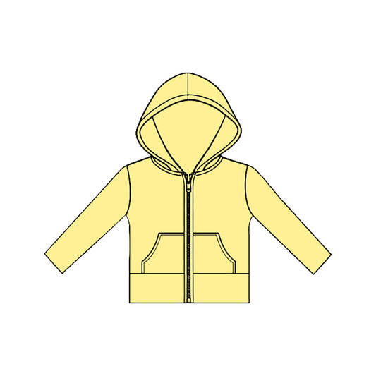 MOQ 5 PCS Preorder GT1476 Solid Yellow Pocket Zipper Hooded Long Sleeve Girls Yoga Tops 202511
