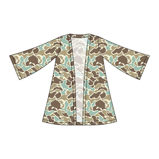 MOQ 5 PCS Preorder GT1499 Blue Green Brown Camouflage Cardigan Long Sleeve Girls Tops 202511