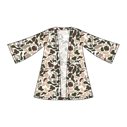 MOQ 5 PCS Preorder GT1501 Puppy Deer Duck Hunting Beige Green Camouflage Cardigan Long Sleeve Girls Tops 202511