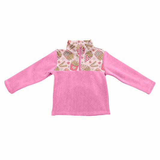MOQ 5 PCS Preorder GT1504 Valentines Day Pink Plush Long Sleeve Girls Tops 202511