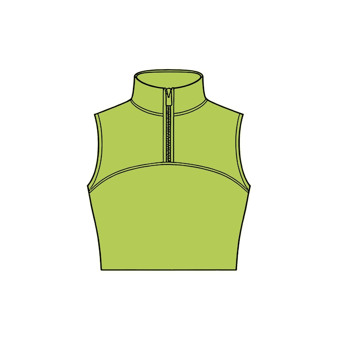 MOQ 5 PCS Preorder GT1534 Solid Grass Green Zip Collar Sleeveless Girls Yoga Tops 202511