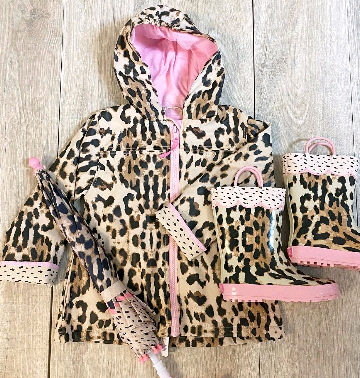 MOQ 5 PCS Preorder GT1545 Brown Leopard Pink Inner Lining Zip Hooded Long Sleeve Girls Tops 202512