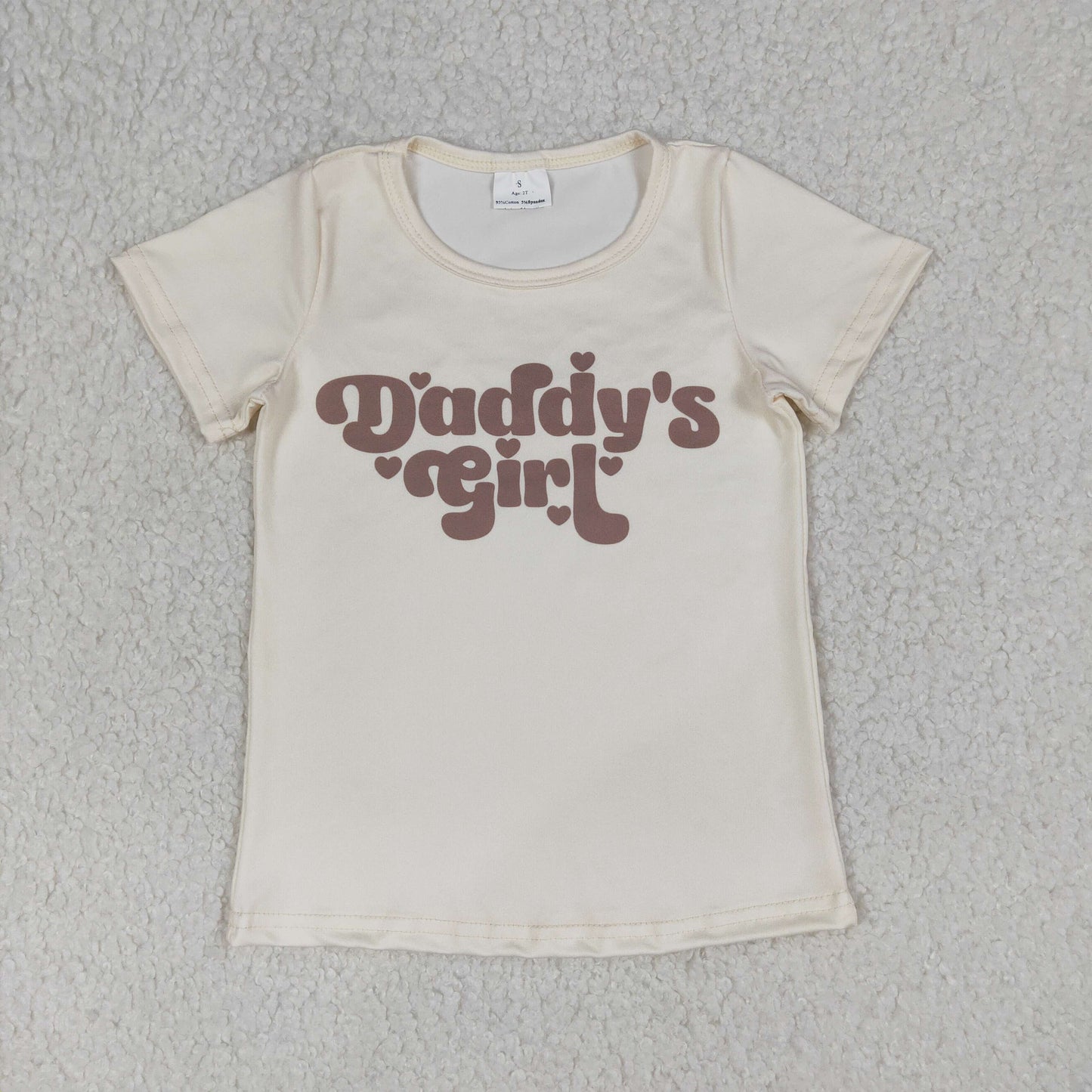 GT1567 DADDY'S GIRL Beige Short Sleeve Girls Tops 202601 RTS