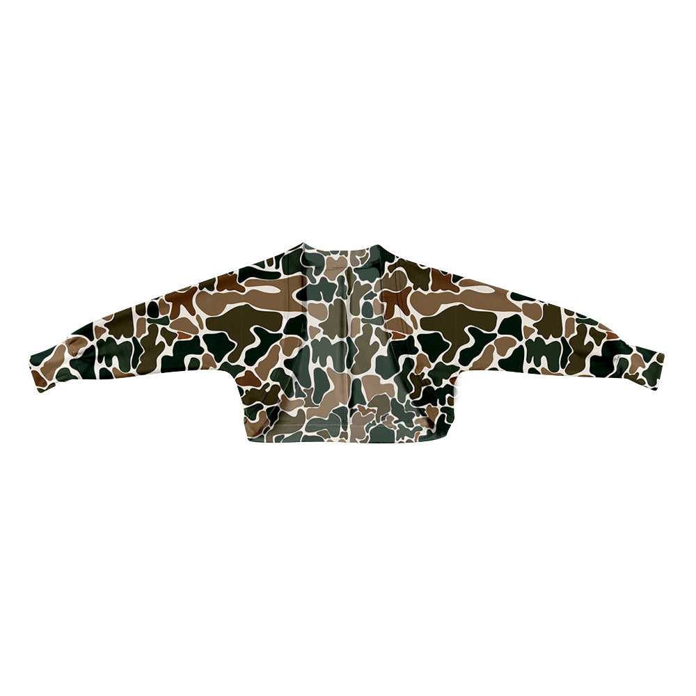 MOQ 5 PCS Preorder GT1573 Brown Green Camouflage Cardigan Yoga Long-Sleeve Girls Top 202512