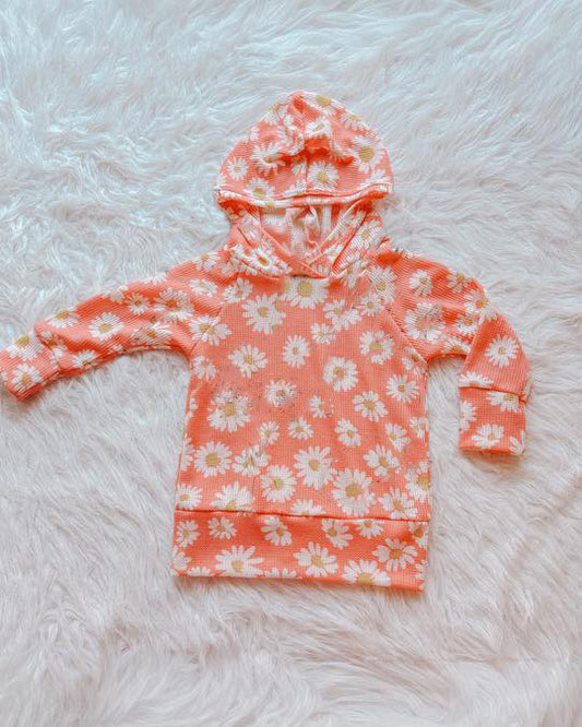MOQ 5 PCS Preorder GT1578 Flower Orange Hooded Long Sleeve Girls Tops 202512