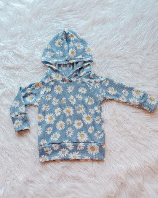 MOQ 5 PCS Preorder GT1579 Flower Blue Hooded Long Sleeve Girls Tops 202512